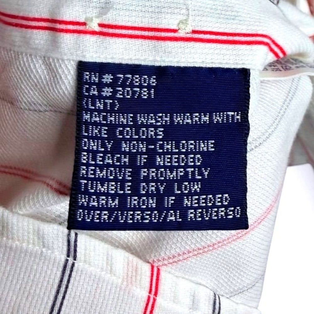 Tommy Hilfiger Button Down Long Sleeve Men XL White Striped Crest Vintage 90s - Picture 6 of 8